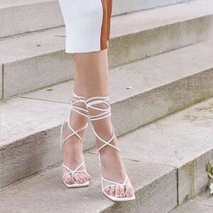 Elegant White Lace-Up Sandals